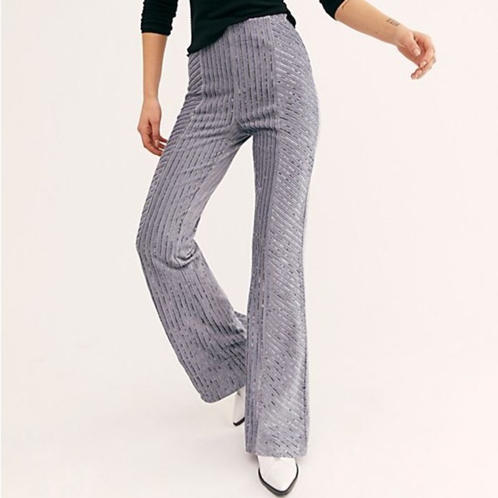 Free People Slim Pull-on Velvet Flare pants